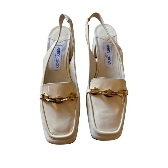 Jimmy Choo NIB Diamonte 45 Tilda Slingback Pumps in Latte Size 39.5 - Picture 2 of 11